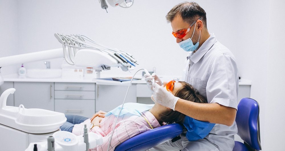 Woman patient at dentist